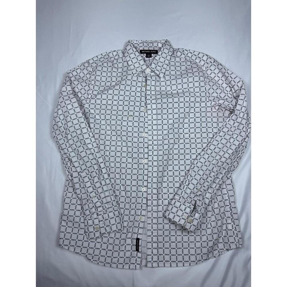 Michael Kors Men’s Logo Print Button Up Shirt Large All-Over KORS Pre-Owned
